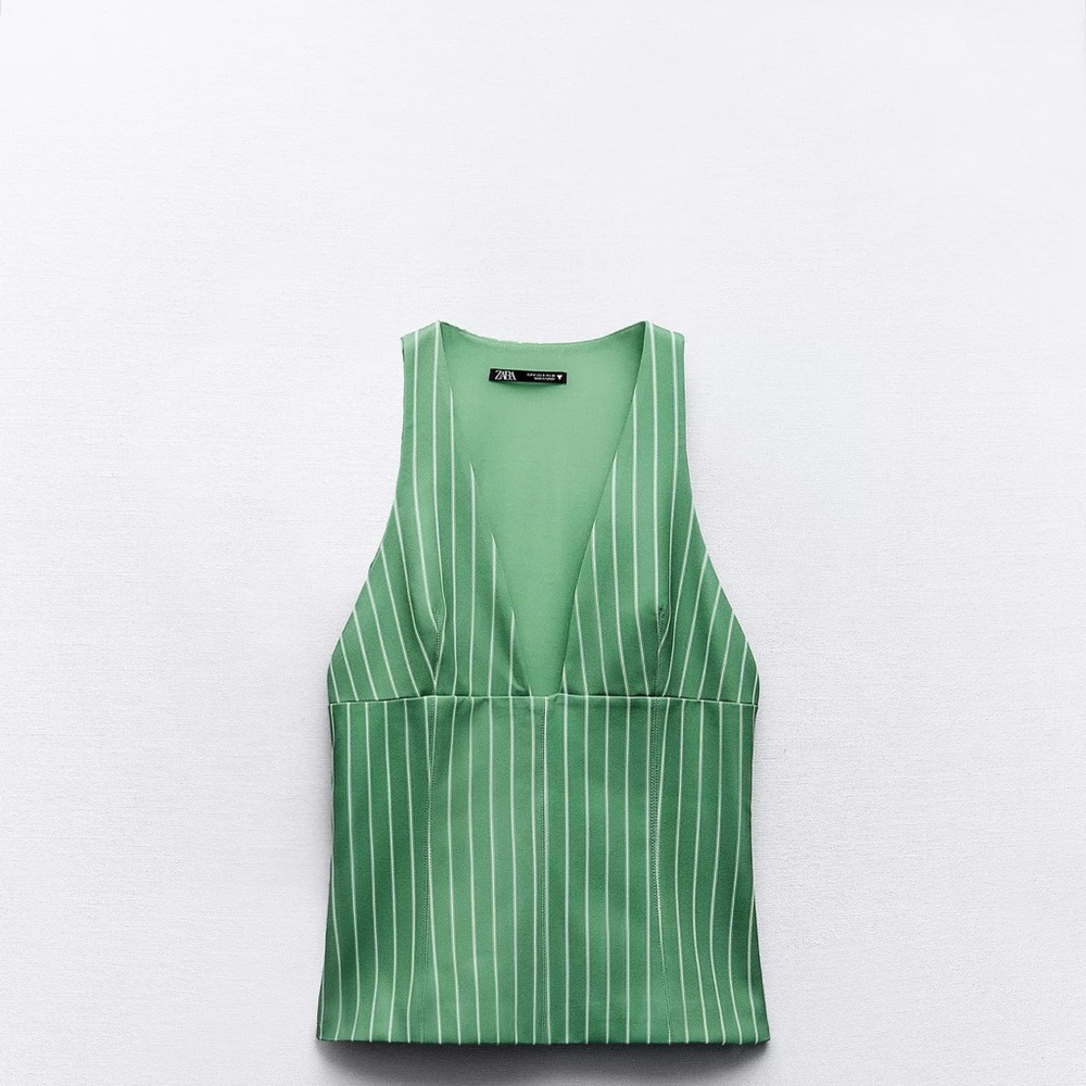 Green Striped Women's Top